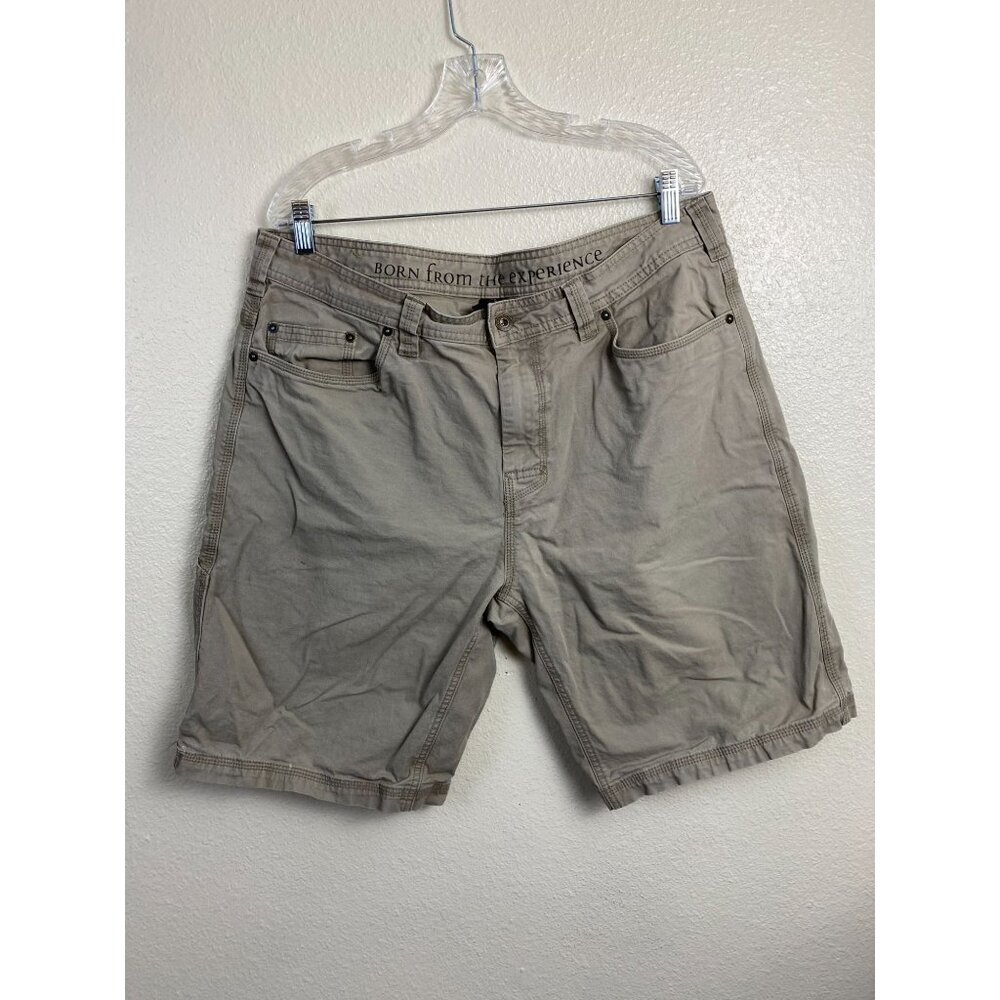 Prana Organic Cotton Shorts Men 33x11 Brown Hiking Outdoors Vacation Canvas